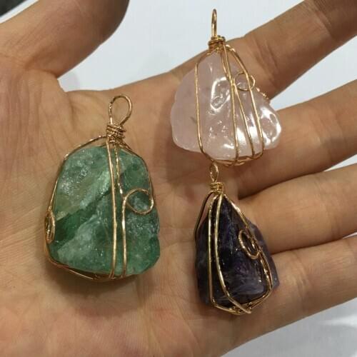 Natural Stone hand made Crystal Pendant Irregular Shape Pendant for Jewelry Making DIY Necklaces Accessories size:25X40mm