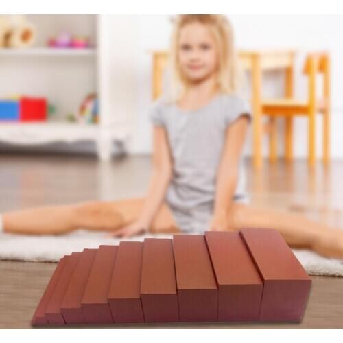 Montessori Materials Wooden Brown Stairs Mathematics Toys Kids Early Education Sensory Training Tool Childrens Day Gift