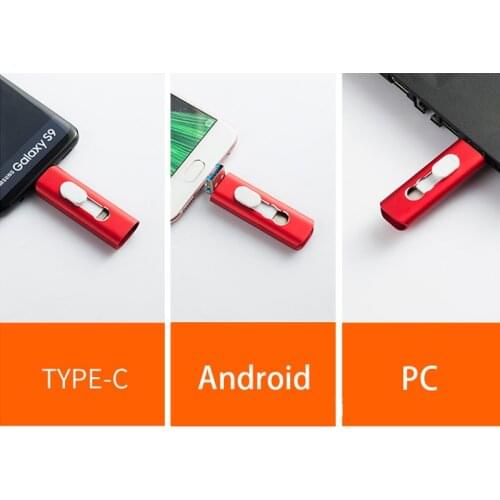Metal OTG 3 IN 1 Type C Pendrive 32GB CLE USB 16GB Pen Drive 128GB 64GB USB 3.0 Type-c Flash Drive Pen 8GB Memory Disk For Phone
