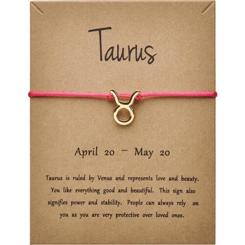 12pcs Rose Red Colors Gold Card Fashion Jewelry 12 Constellations Zodiac Woven Bracelet Bangles For Women