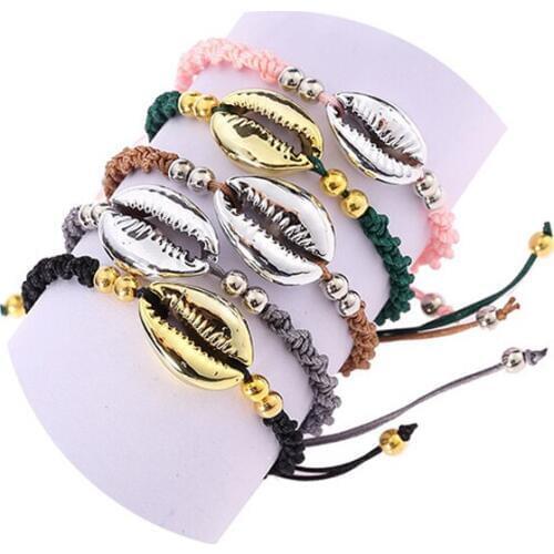 Fashion Hot Shell Bracelet Bohemian Simple Handmade Weaved Handchain Jewelry Bracelet 5 Colors Accessorries Gift for Women