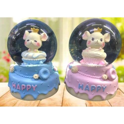 Cute Mouse Themed Lighted Glass Musical Snow Globe Cake Gift,love,friendship,celebration,fun, joke, Cute ,Ships from Turkey