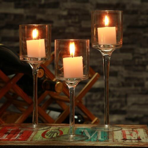 3PCS Set Crystal Candle Holder Glass Candles Candleholder Wedding Ideas Romantic Home Bar Party Decoration Ornaments Candlestick