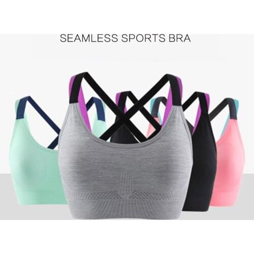 New High Stretch Breathable Top Fitness Women Padded for Running Gym Seamless Crop Bra Push Up Bras for Woman