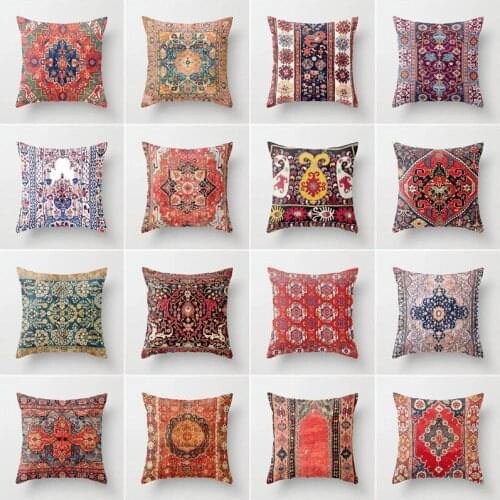 European and American Retro Ethnic Style Pillow Cover Embroidered Pillow Cushion Chinese Style Picture Printing Throw Pillowcase