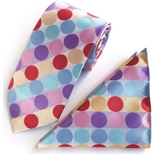 Wholesale 8cm Men Formal Necktie Pocket Square Set Colorful Dots Ties for Show