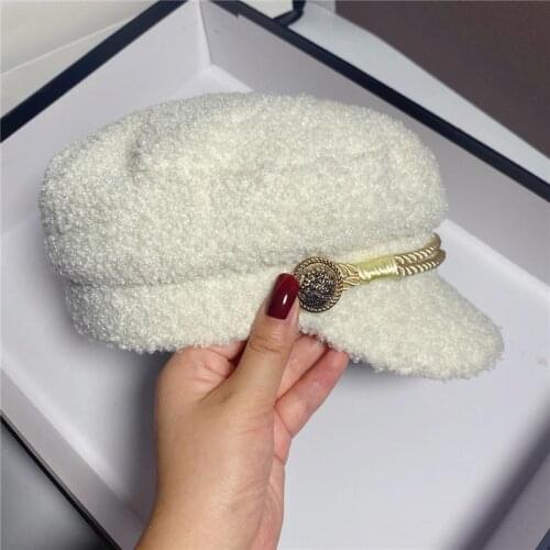 Autumn Winter Women Hats Soft Fleece Fur Women Berets Solid Plain Octagonal Newsboy Caps Vintage Artist Painter Women Cap