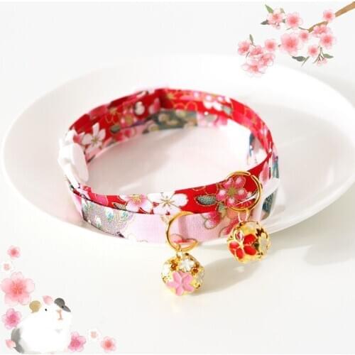 Daisy Flower Cherry Blossoms Pet Collar Neck Strap Adjustable Buckle Small Cats Neck Ring Puppy Pet Leash Animal Pet Accessories