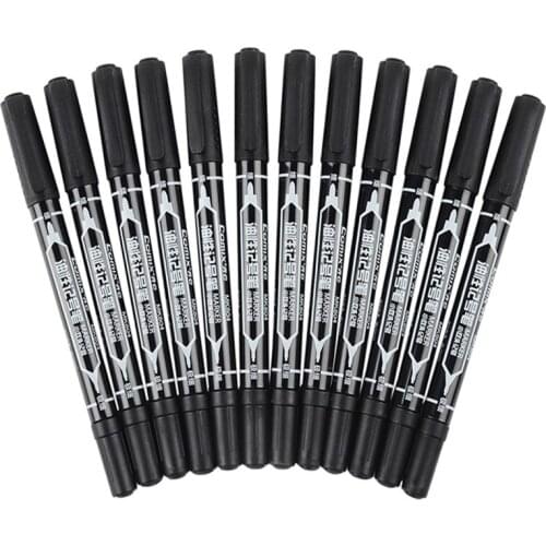 3Pcs/Set Twin Tip Permanent Marker Pen Fine Point Waterproof Ink Thin Nib Crude Nib Black Ink 0.5mm-2mm Fine Color