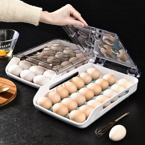 Egg Holder Plastic Egg Storage Box with Lid Refrigerator Food Organizer Fresh Box Multifunctional Egg Crisper Kitchen Tools