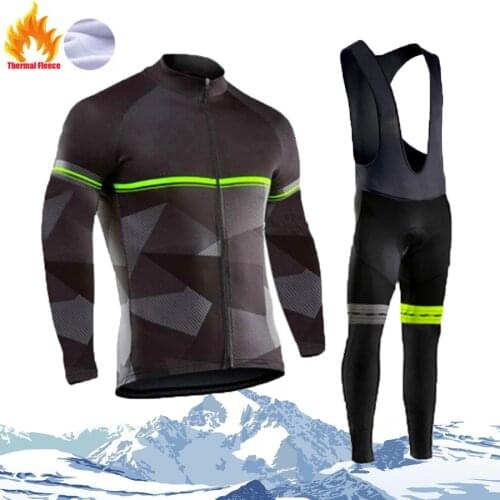 Strava Warm 2021 Winter Thermal Fleece Cycling Jersey Set Mens Outdoor Riding MTB Ropa Ciclismo Bib Pants Set Cycling Clothing