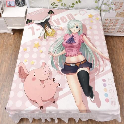 Anime The Seven Deadly Sins characters sexy girl Elizabeth Liones bed milk fiber sheet & flannel blanket summer quilt 150x200cm