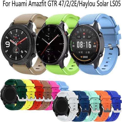 Sport Silicone 22mm watch band strap For Huami Amazfit GTR 47/2E/Color Smart watch Replacement wristband For Haylou Solar LS05