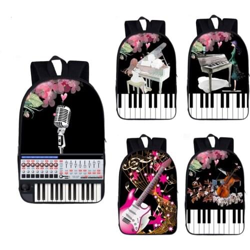 Piano Music Backpack teenagers Commuter Bag Guitar Microphone Students Children for School Bags Gift