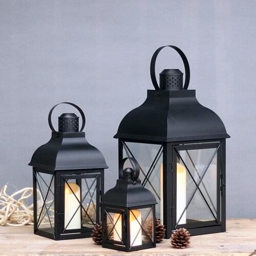 Nordic Black Metal Candlestick Glass Lantern Wind Proof Candle Holders Romantic Geometric Candelabros Home Wedding Decoration