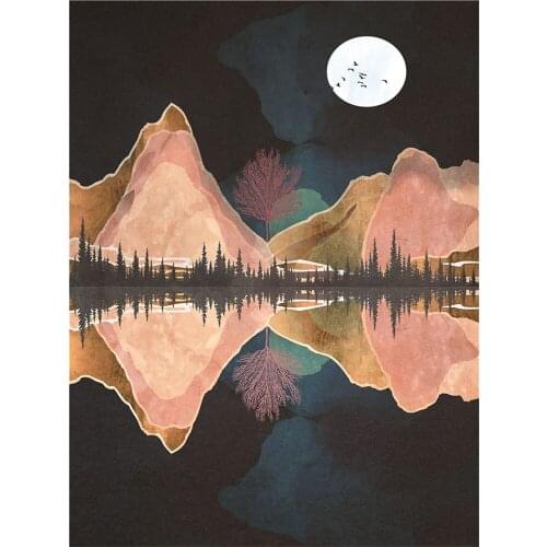 Modern Abstract Landscape Pre-Printed 11CT Cross-Stitch Kit DIY Embroidery DMC Threads Craft Knitting Painting Hobby Design