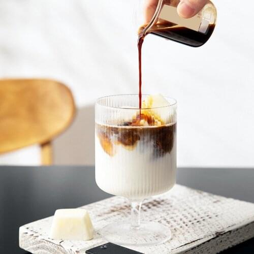 Striped Style Dessert Glass Cup Heat Resistant Coffee Mug Transparent Milkshake Juice Cola Beer Tea Wine Ice Cream Glass Cups