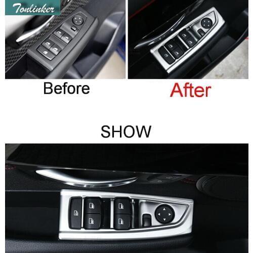 Tonlinker 4 PCS Car Styling DIY New ABS Chrome The Door Windows Left Button Light Cover Case Stickers for Bmw 2 Series 218i