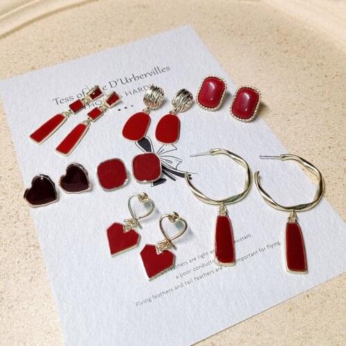 New wave explosion fashion earrings earrings Red oil drop vintage needle earrings for Women AAA Quality