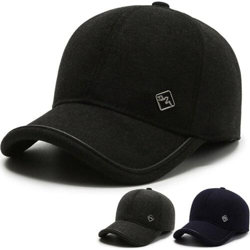 Winter Mens Golf Caps Baseball Cap for Men with Earflaps Dad Hat Male Protect Ears Warm Woolen Cloth Thickened Snapback Kpop