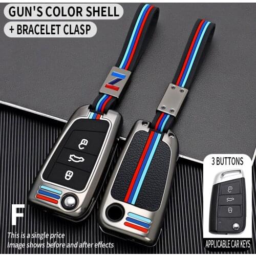 1x Zinc alloy Car Key Case Full Cover For VW Volkswagen 17 18 Passat Golf GTI 3 Buttons Flip Key Protective Shell
