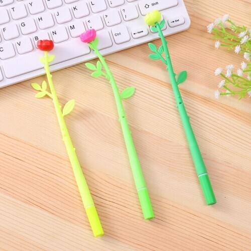 1 PCs Korean Stationery Rose Neutral Pen Cute Pen Soft Silicone Plant Signature Pen Kawaii School Supplies Pen