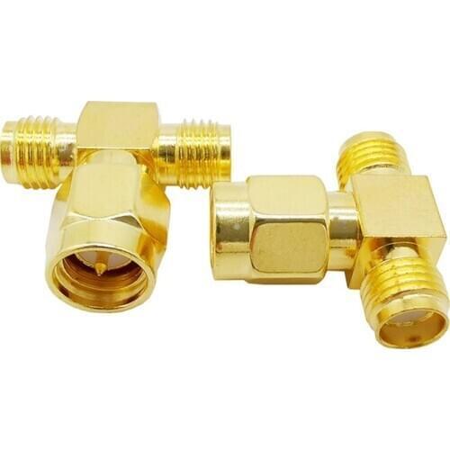 10pcs 3 Way Connector SMA Male to Dual SMA Female in RF Adapter for Outdoor / Indoor Antenna / Signal Repeater RF connector