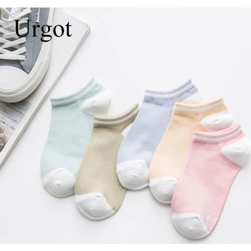 Urgot 10 Pieces = 5 Pairs/lot New Fashion Candy Colored Socks For Women And Girls Casual Short Ankle Boat Low Cut Lady Sox Meias