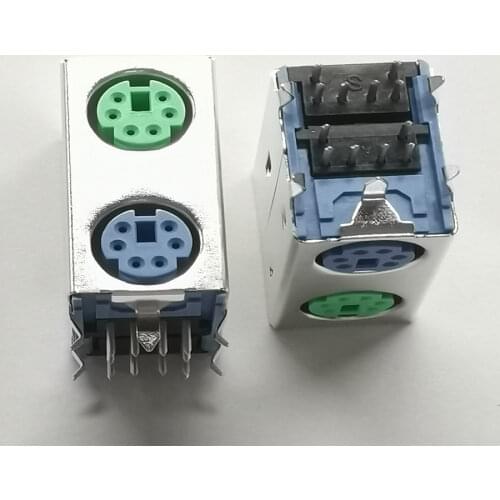 10Pcs/Lot S Terminal Jack/Socket Female connector Double PS2 PS2-6P 6Pin 6P 90 Degree