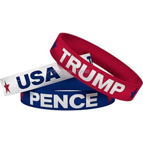 100pcs Trump Pence USA wristband silicone bracelets free shipping by ePacket A