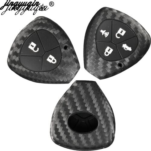 20X 2/4 BTN Carbon Silicone Protection Key Covers Carbon Fiber Car Styling Case For Toyota Yaris Prado Tarago Corolla RAV4 RAV4