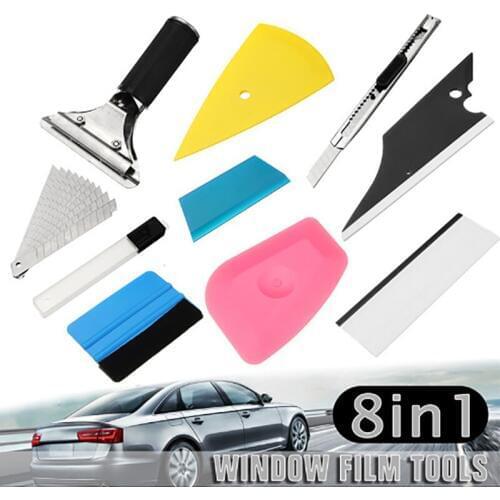 8Pcs Car Squeegees Vinyl Film Wrap Tools Kits Window Tints Tools Scraper Vehicle Windshield Wiper Tool Set Auto Car Accessories