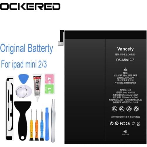 Ockered Tablet Battery For iPad mini 2 3 6471mAh Replacement Battery A1512 A1489 A1490 A1491 A1599 With Free Tools