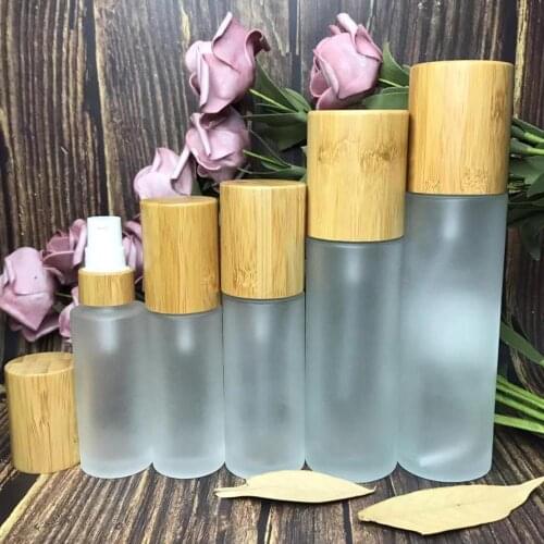 Bamboo cover bamboo Mist spray 50ml 100ML 150ML Frosted glass lotion pump bamboo lotion bottle 30ml Frosted Glass Spray Bottle