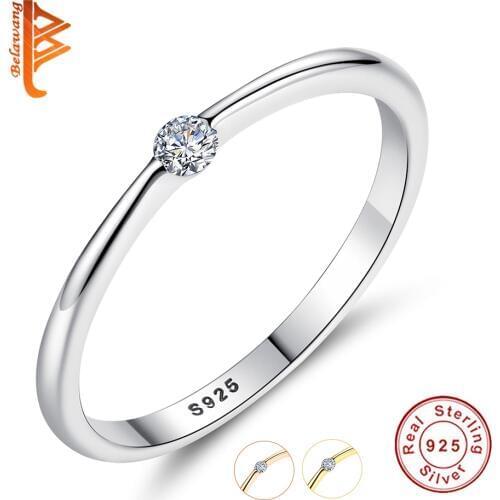 BELAWANG 925 Sterling Silver Luminous Finger Ring Simple Heart Wedding Rings for Women Wedding Engagement Jewelry