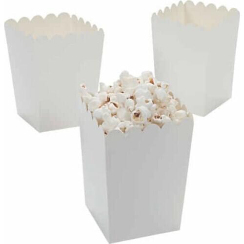 12 Pieces White Popcorn Boxes Snack Buckets Birthday Party Bags