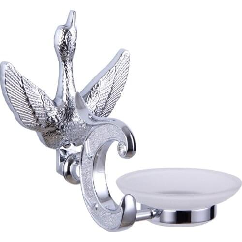 Free shipping chrome Luxurious design swan crystal soap dish holder New