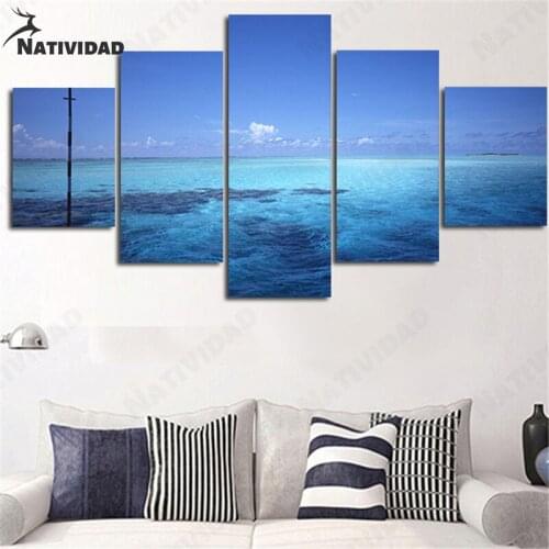 No Frame Modern Landscape Painting Picture Canvas Painting Azure Blue Sea Blue Print Poster Living Room Wall Painting Home Decor