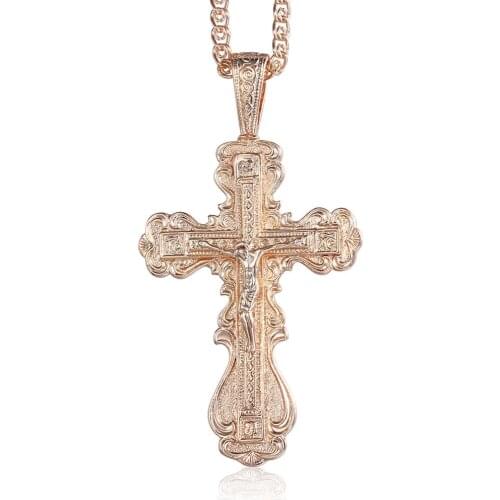 Davieslee Cross Pendant Necklace For Women Men CZ Crucifix 585 Rose Gold Pendant Mens Woman Jewelry Dropshipping Gifts DGP172