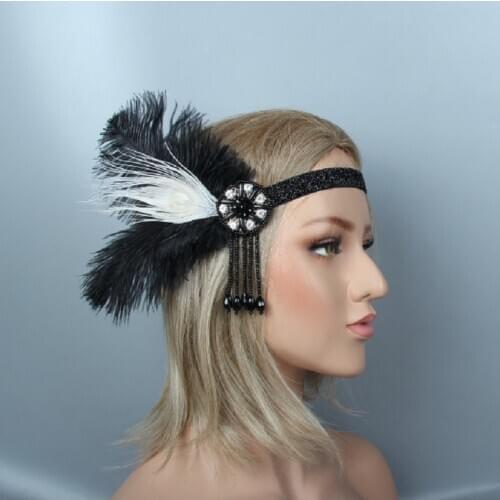 Headpiece Feather Flapper Headband Headpiece Great Gatsby Headdress Vintage Party Costume Dress Headdress Hair Accessories