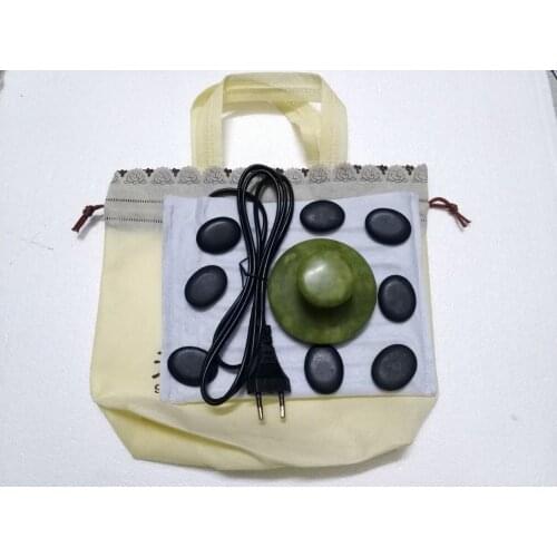 Massage hot jade bian stone lava Natural Energy oil spa rock basalt stone massage with heater bag box beauty for face body back