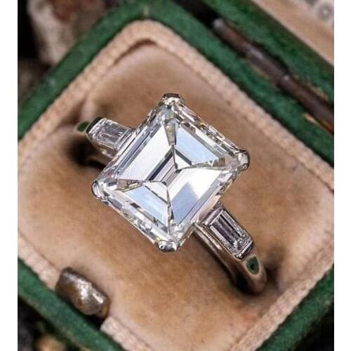 Milangirl Fashion Jewelry Wedding Rings for Women Elegant Square Crystal Zircon Wedding Engagement Party Cocktail Rings