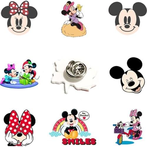 Disney Fashion Mickey Minnie Funny Animation Mickey Mouse Lapel Pin Pin Character Pin Accessories Resin Acrylic Jewelry