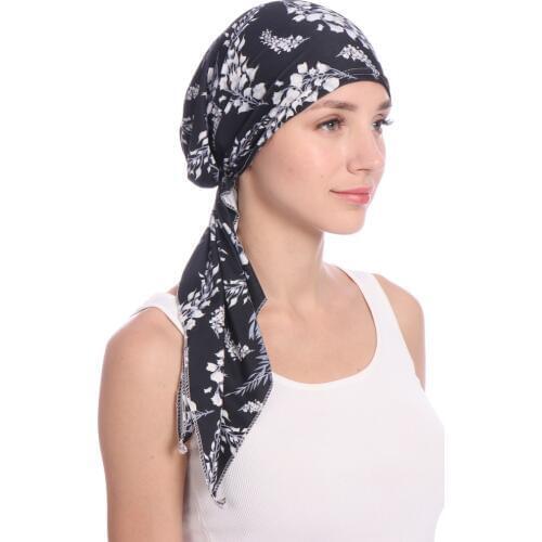 2020 Fashion Muslim Womens Hijab Caps Cotton Printed Flowers Head Scarf Turban Femme Musulman Islamic Wrap Inner Hijabs Bonnet