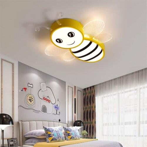 Cartoon childrens room bee shade ceiling lights modern bedroom ceiling lamps Led eye protection princess room deco lighting