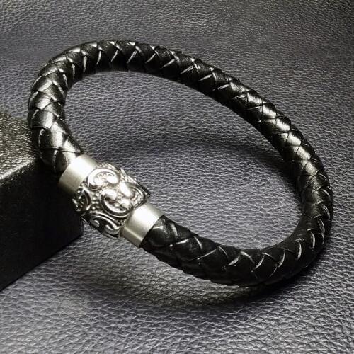 Men Bracelet Punk Stainless Steel Magnet Clasp Black Braided Leather Bracelets Male Wrist Band Mens Jewelry 2019 Pulsera Hombre