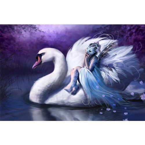 Full Square Drill 5D DIY The girl who sat in the White Swan diamond painting Cross Stitch 3D Embroidery Kits home decor H30