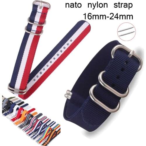 16mm 18mm 20mm 22mm 24mm ZULU NATO Nylon Watch Strap Replacement Watch Band Rainbow Stripe Canvas Watchbands Wrist Bracelet