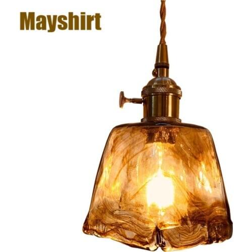Nordic Vintage Brass Glass Pendant Light for Living Room Creative Bar Bedside Dinning Hanging Lights Cafe Kitchen Light Fixture
