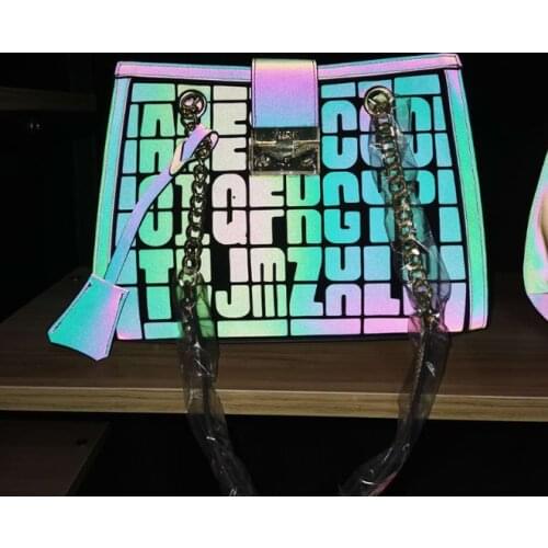 2021 Womens New Single Shoulder Rhombic Bag Dazzling Luminous Portable Cross Bag Korean Underarm Chain Bag Girl Letter Pattern